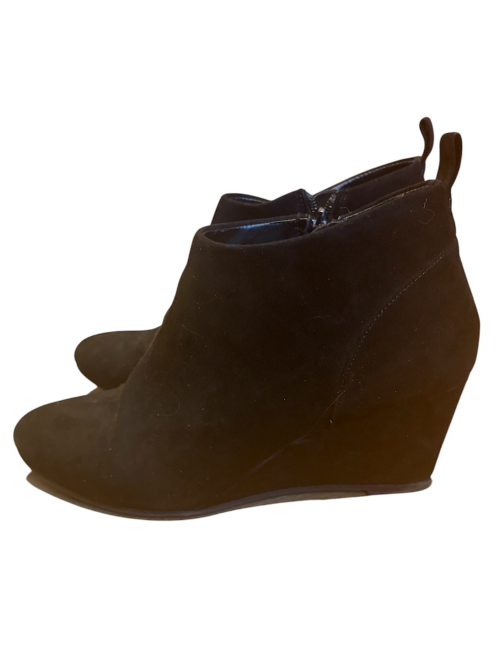 Black Suede Wedge Ankle Booties